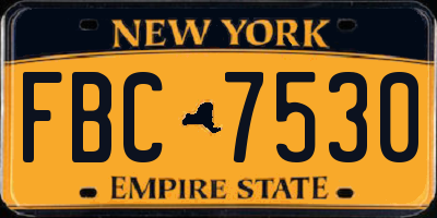 NY license plate FBC7530