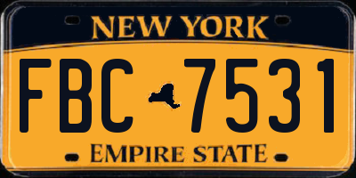 NY license plate FBC7531