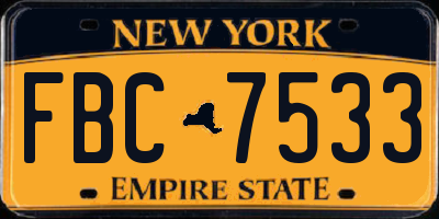 NY license plate FBC7533