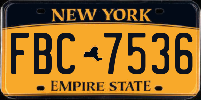 NY license plate FBC7536