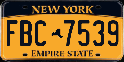 NY license plate FBC7539