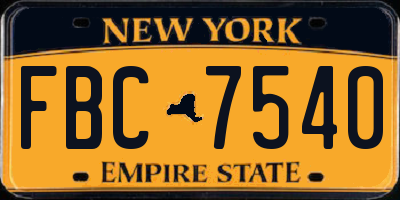 NY license plate FBC7540