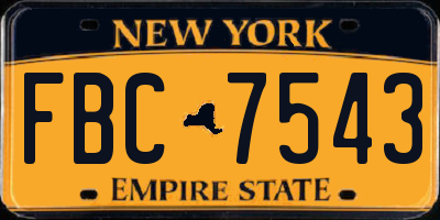 NY license plate FBC7543