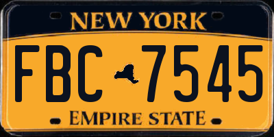 NY license plate FBC7545
