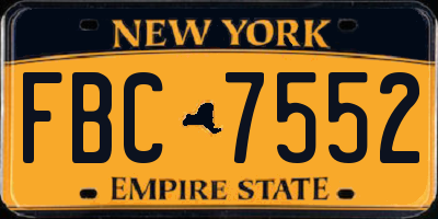 NY license plate FBC7552