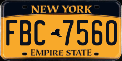 NY license plate FBC7560