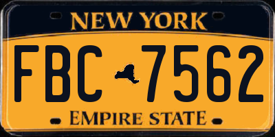 NY license plate FBC7562