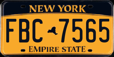 NY license plate FBC7565