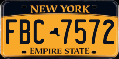 NY license plate FBC7572