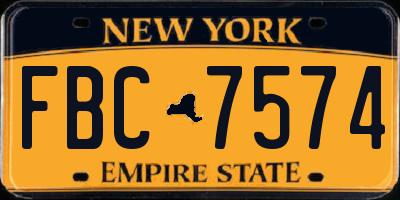 NY license plate FBC7574