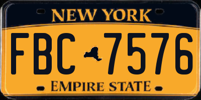 NY license plate FBC7576