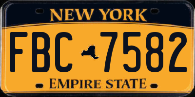 NY license plate FBC7582