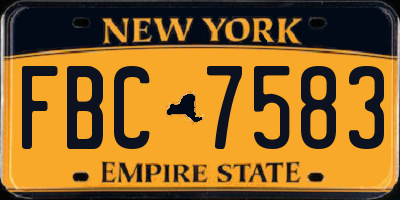 NY license plate FBC7583