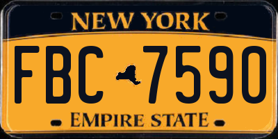 NY license plate FBC7590