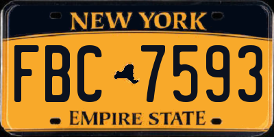 NY license plate FBC7593