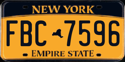 NY license plate FBC7596