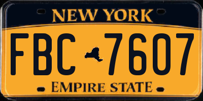 NY license plate FBC7607
