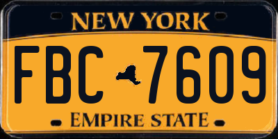 NY license plate FBC7609