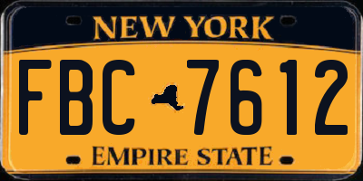 NY license plate FBC7612