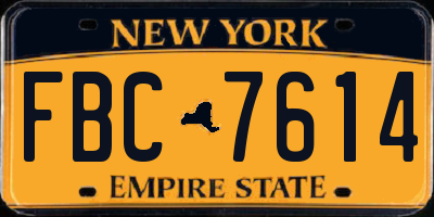 NY license plate FBC7614