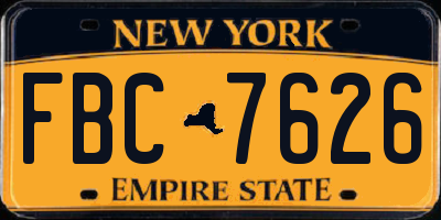 NY license plate FBC7626