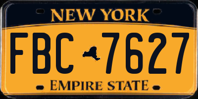 NY license plate FBC7627