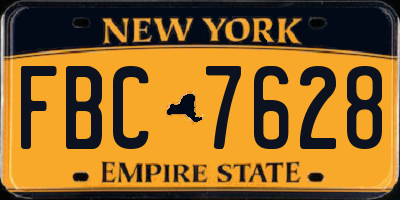 NY license plate FBC7628