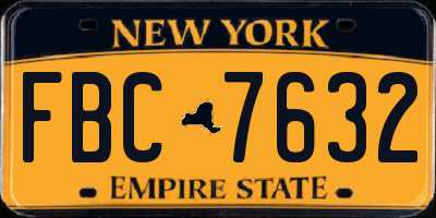 NY license plate FBC7632