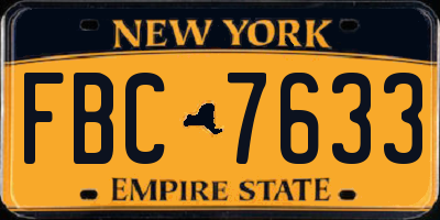 NY license plate FBC7633
