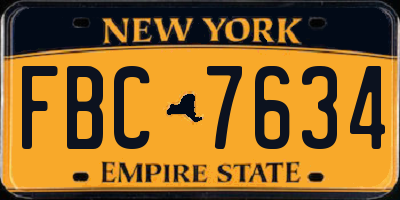 NY license plate FBC7634