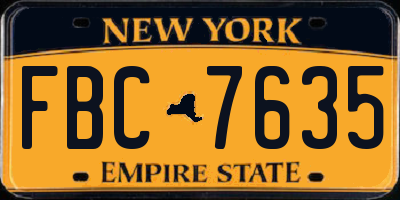 NY license plate FBC7635