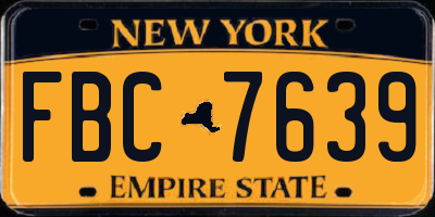 NY license plate FBC7639