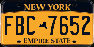 NY license plate FBC7652