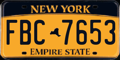 NY license plate FBC7653