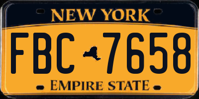 NY license plate FBC7658