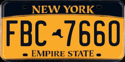 NY license plate FBC7660