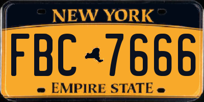 NY license plate FBC7666