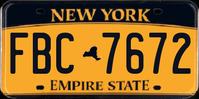 NY license plate FBC7672