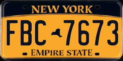 NY license plate FBC7673