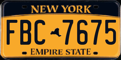 NY license plate FBC7675