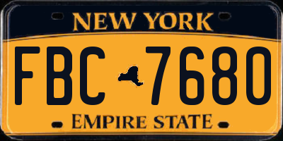 NY license plate FBC7680