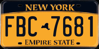 NY license plate FBC7681