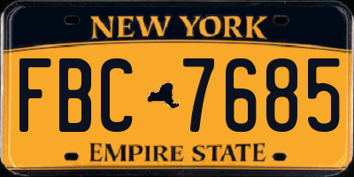 NY license plate FBC7685