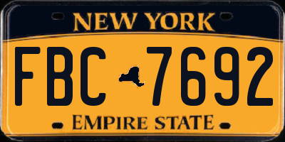 NY license plate FBC7692