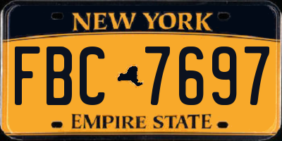 NY license plate FBC7697