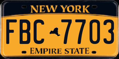 NY license plate FBC7703