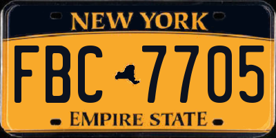 NY license plate FBC7705