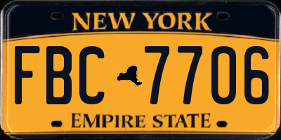 NY license plate FBC7706