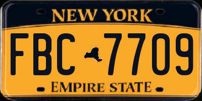 NY license plate FBC7709
