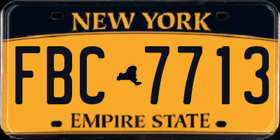 NY license plate FBC7713